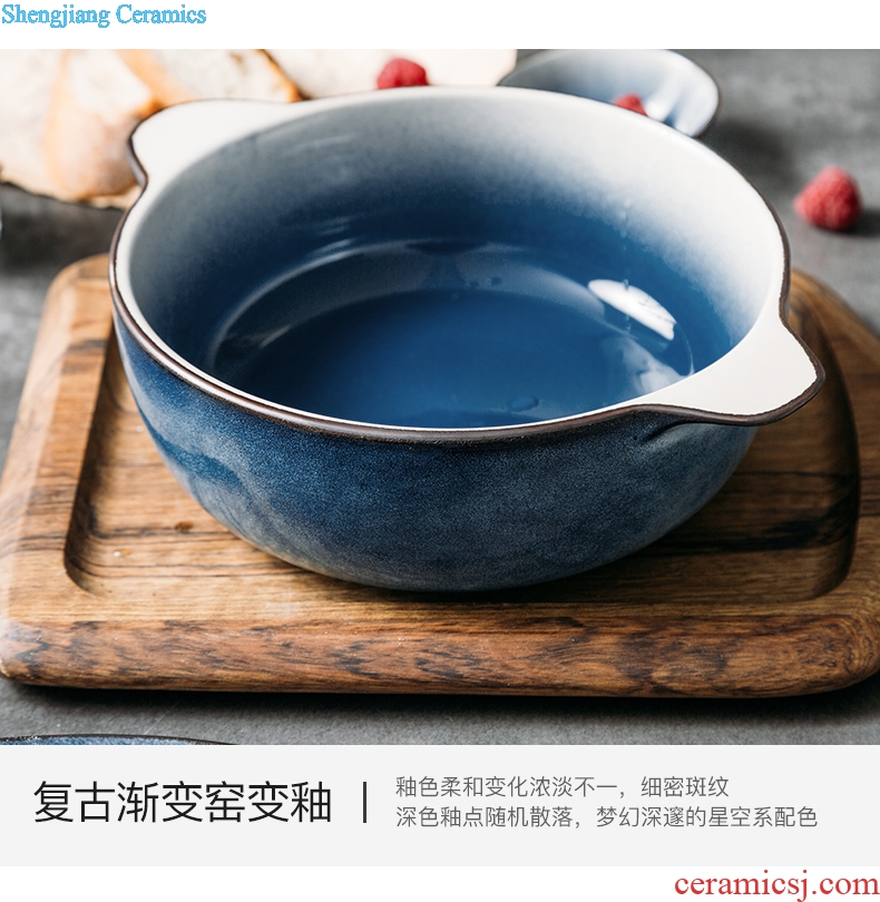 Creative household large northern wind ears ceramic bowl big bowl ears soup bowl of soup basin web celebrity tableware ins bowl