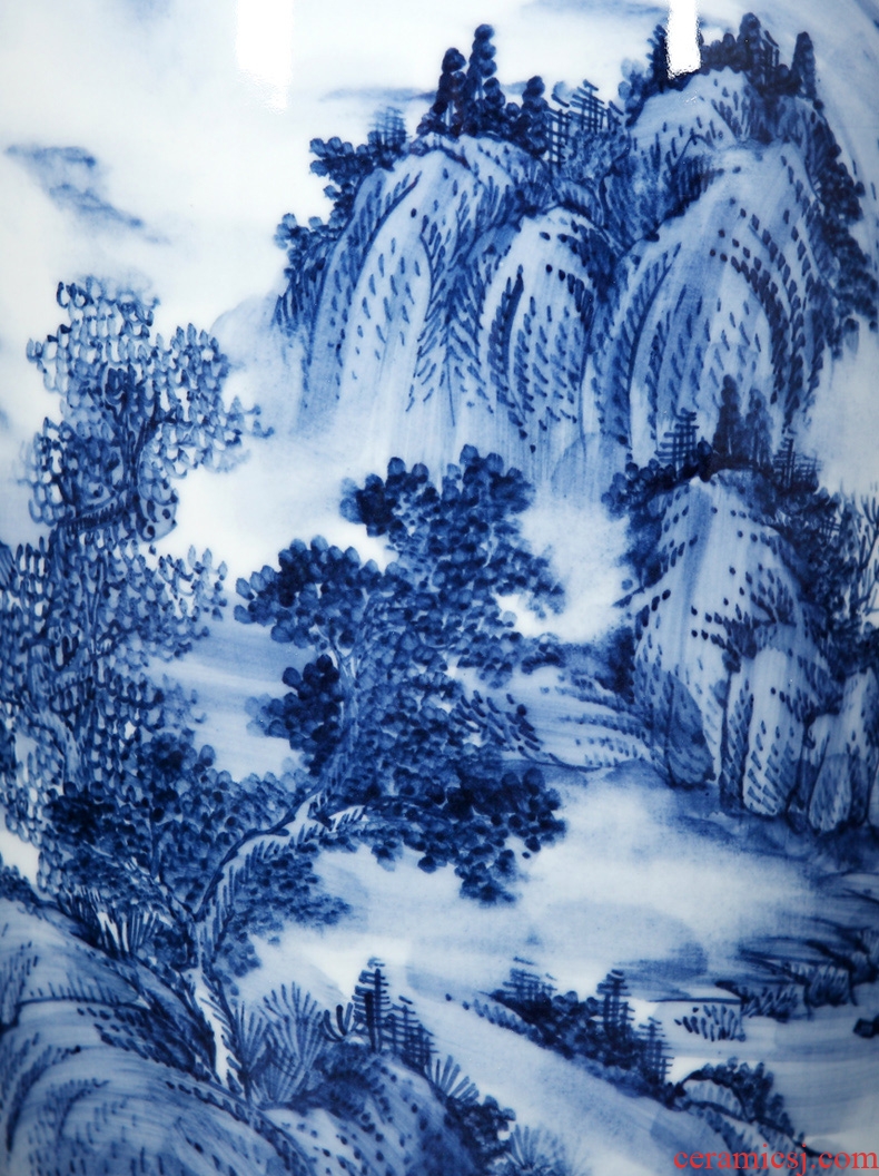 Hand-painted furnishing articles sitting room of jingdezhen blue and white porcelain vase antique porcelain ceramic household flower arranging, decorative arts and crafts