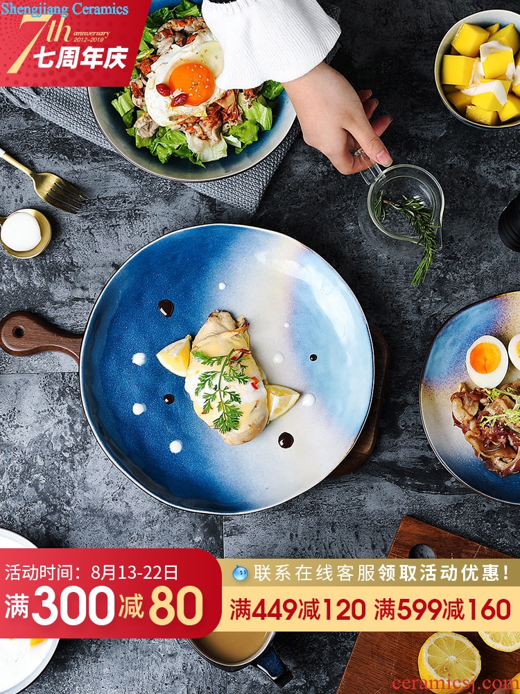 Ins web celebrity ceramic tableware household good-looking Japanese dishes creative Nordic bowl chopsticks, Korean bowl dish suits
