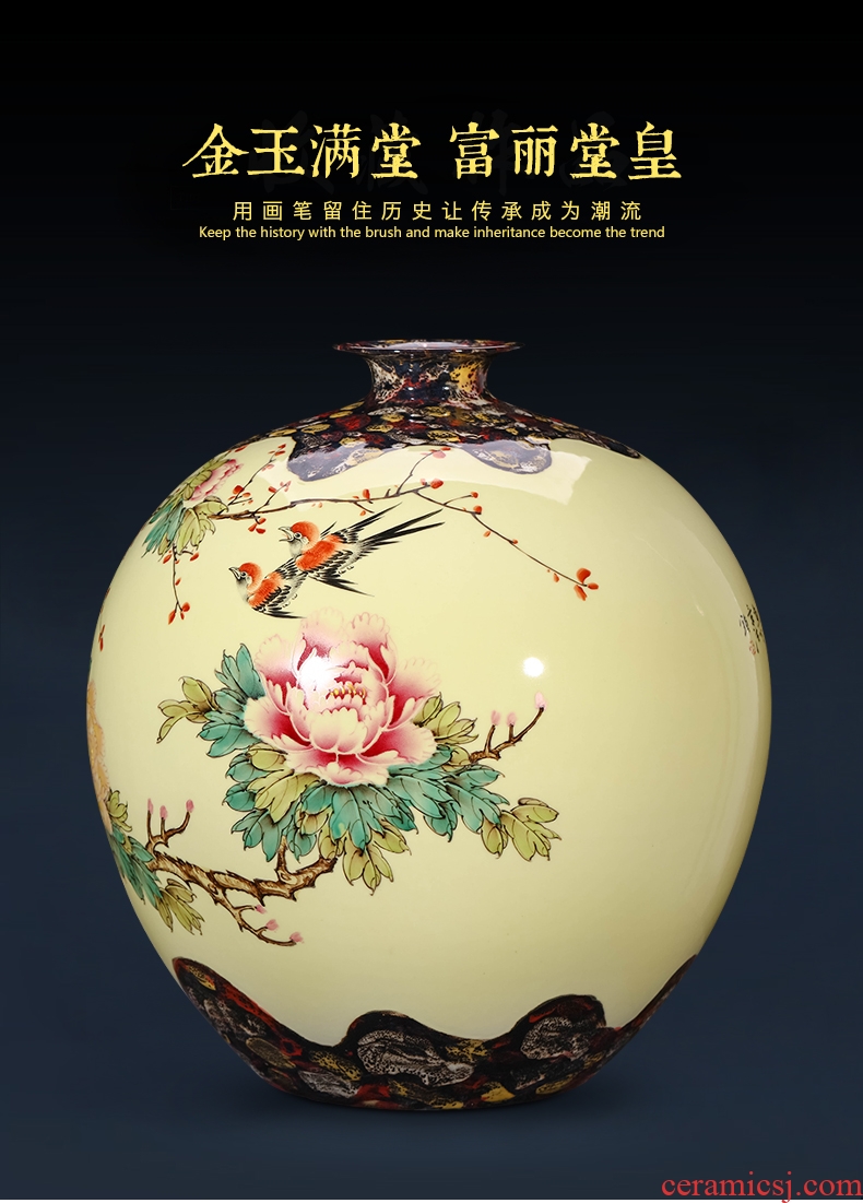 Master of jingdezhen ceramics hand-painted pastel antique vase Chinese TV ark adornment is placed large living room