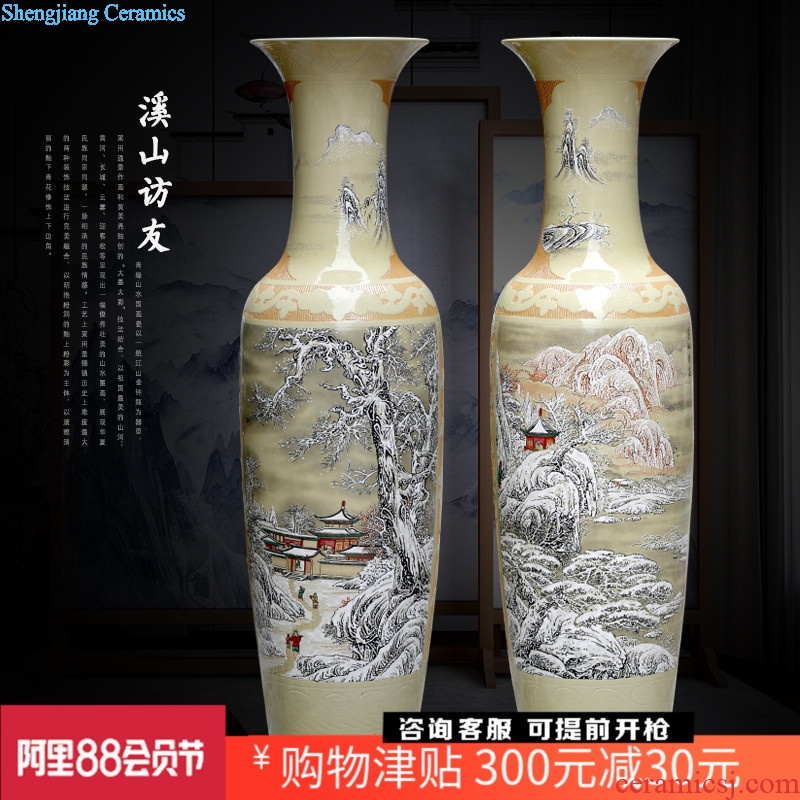 Jingdezhen ceramic floor big vase hand-painted khe sanh friends snow sitting room of Chinese style to decorate opening gifts furnishing articles