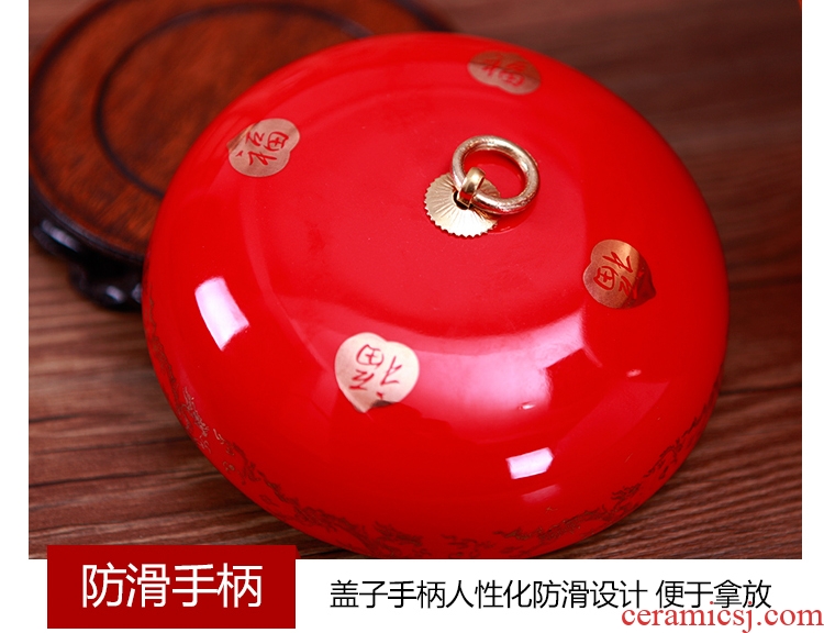 Jingdezhen ceramics China red Chinese general storage tank vase sitting room adornment is placed a wedding gift