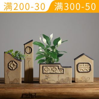 Zen jiangnan town house home furnishing articles adornment miniascape of asparagus rural wind ceramic flower pot vase
