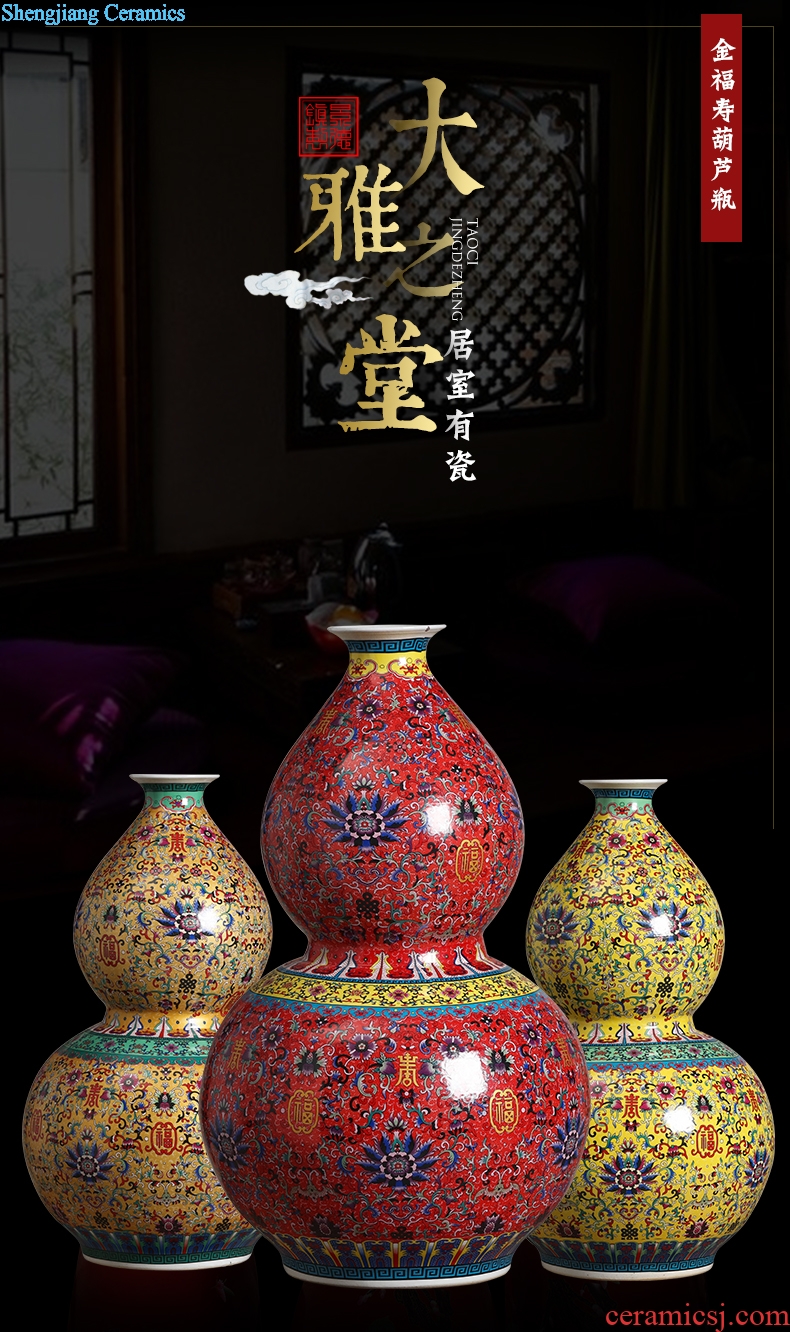 Jingdezhen ceramics big vase live TV ark gourd landing place to live in the sitting room porch decoration