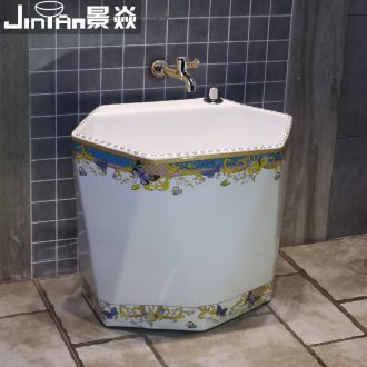 JingYan European diamond household balcony ceramic art mop pool to wash the mop pool table control automatic mop pool water