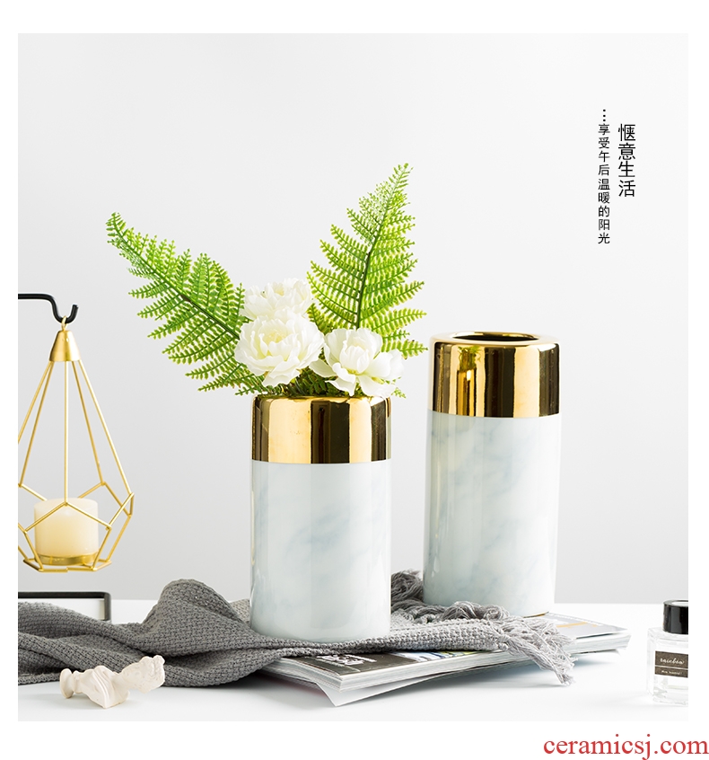 Light luxury contracted Europe type ceramic vase hydroponic flower arranging TV cabinet office furnishing articles the sitting room dining-room home decoration
