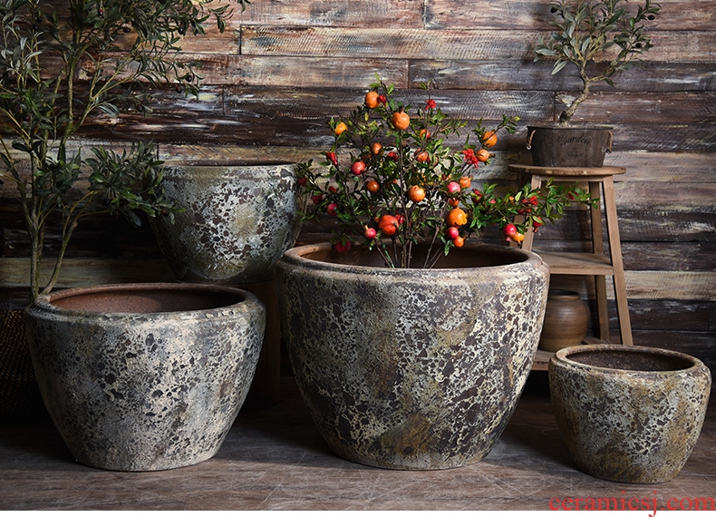 Ceramic antique VAT coarse pottery oversized lotus hand round the altar tank flowerpot landing place courtyard garden