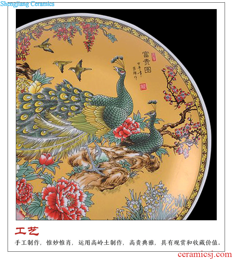 Jingdezhen ceramic blooming flowers hang dish decorative plates home sitting room adornment is placed a wedding gift