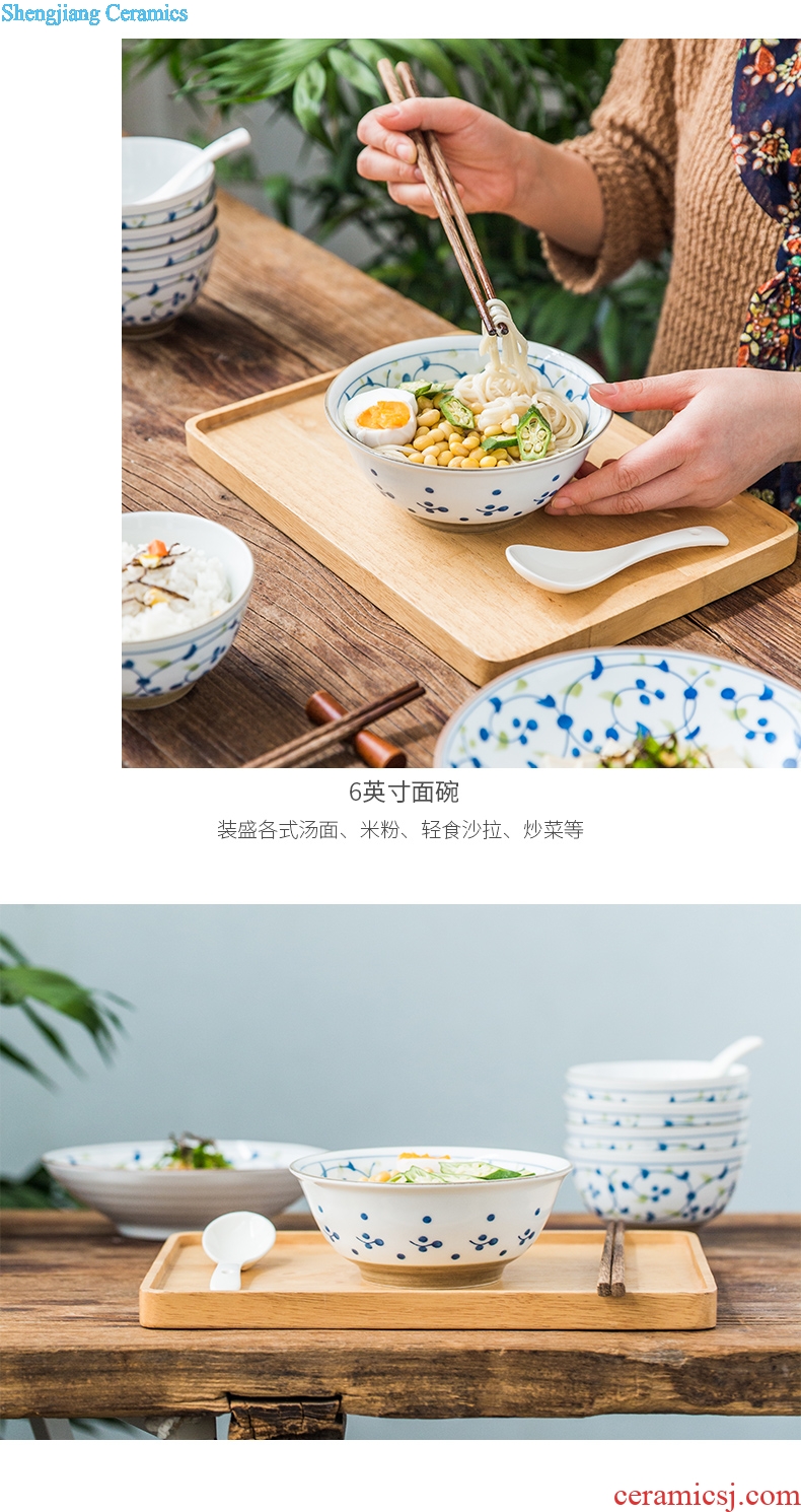 Ijarl million jia Chinese style restoring ancient ways is hand-painted ceramic tableware suit dishes dishes suit household green bowl chopsticks