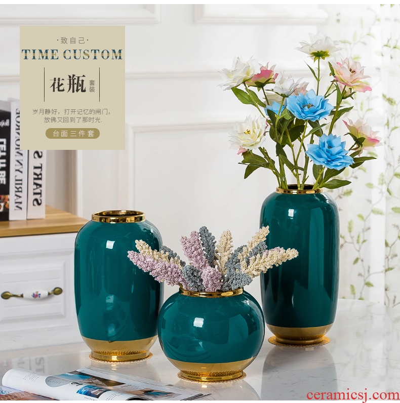 Jingdezhen ceramic vase furnishing articles table contemporary and contracted Europe type household decorative dried flowers sitting room creative bottle arranging flowers