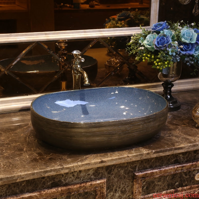 JingYan restoring ancient ways is the stage basin to the oval art ceramic lavatory toilet stage basin basin on the sink