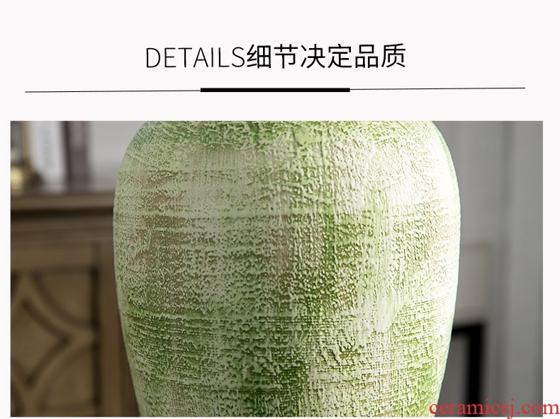 American green clay flower implement large ceramic vase dried flowers household furnishing articles ceramic table sitting room decorative vase