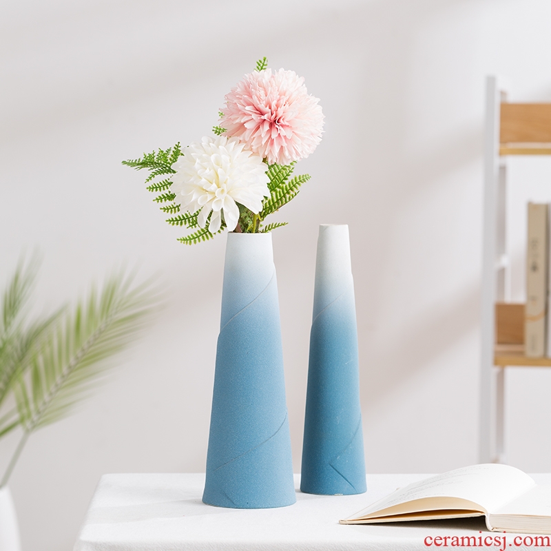 Nordic ceramic vase creative small pure and fresh and dried flowers flower arrangement TV ark home decorating the living room table mesa furnishing articles