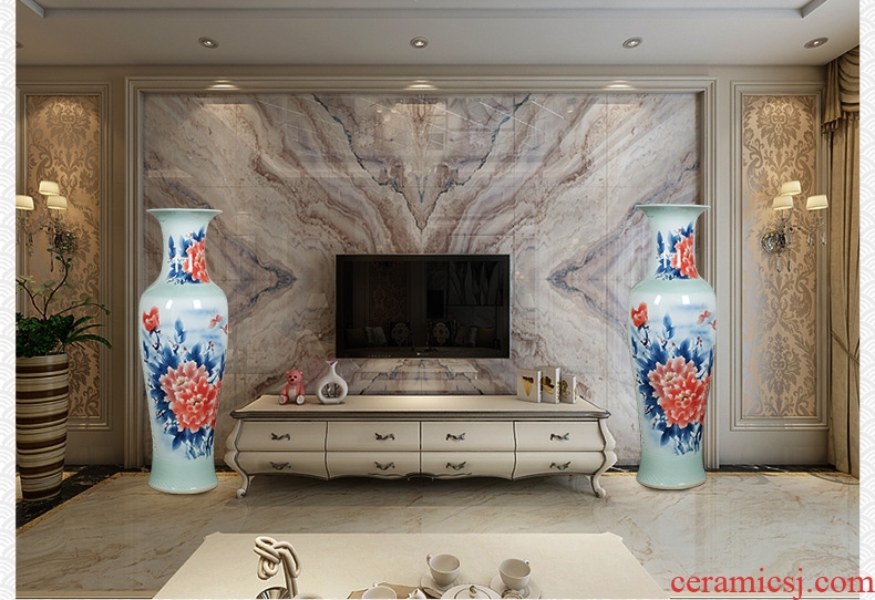 Jingdezhen ceramics of large vases, antique hand-painted carving peony hotel opening sitting room adornment is placed