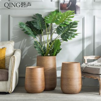 Decoration to the hotel villa large vase furnishing articles sitting room ground flower arranging the Nordic creative green plant ceramic flower pot cylinder