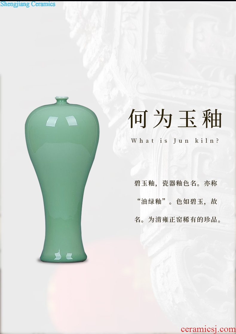 Jingdezhen ceramics pea green glaze antique handicraft decoration of Chinese style classical vase contracted household adornment furnishing articles
