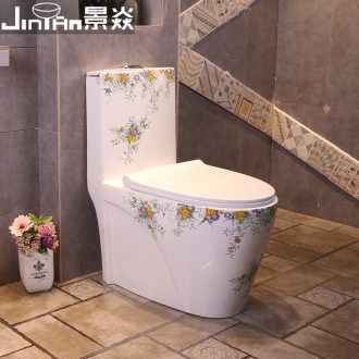 JingYan color European art garden siphon ordinary ceramic toilet bowl of household toilet implement