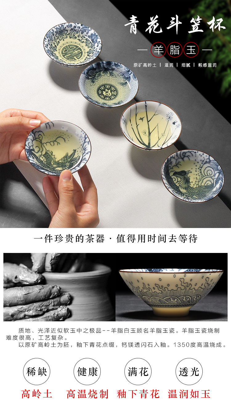 Leopard lam 10 hat to restoring ancient ways of Japanese master kung fu tea cups ceramics cup single tea light blue and white porcelain sample tea cup