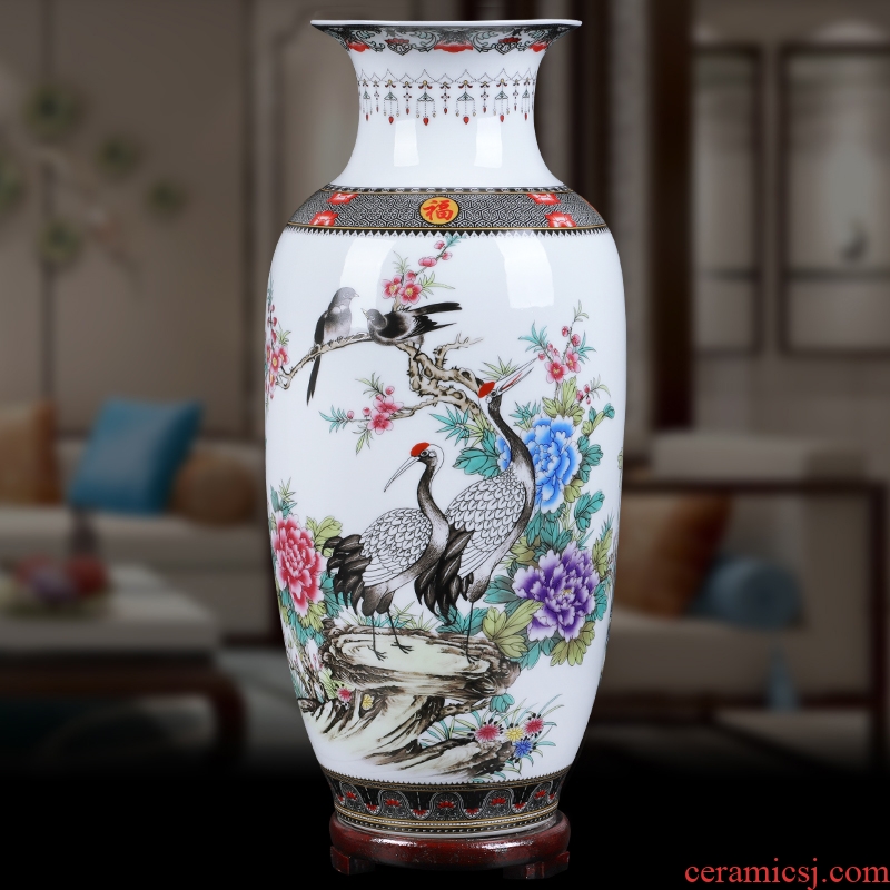 Large Chinese antique vase of jingdezhen ceramics powder enamel three-piece study wine sitting room adornment is placed