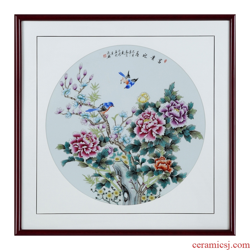 Jingdezhen ceramic hand-painted powder enamel porcelain plate hang a picture to new Chinese famous archaize sitting room porch decoration paintings