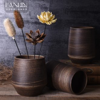 Ceramic coarse pottery new Chinese literary restoring ancient ways the sitting room is contracted household adornment manual flower vase home furnishing articles
