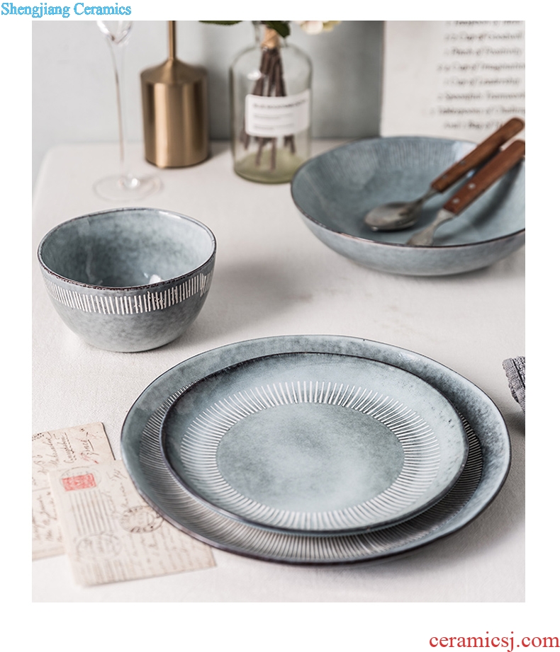 Million jia household ceramics tableware bowls 0 breakfast fruit salad bowl game the individual personality flat restoring ancient ways