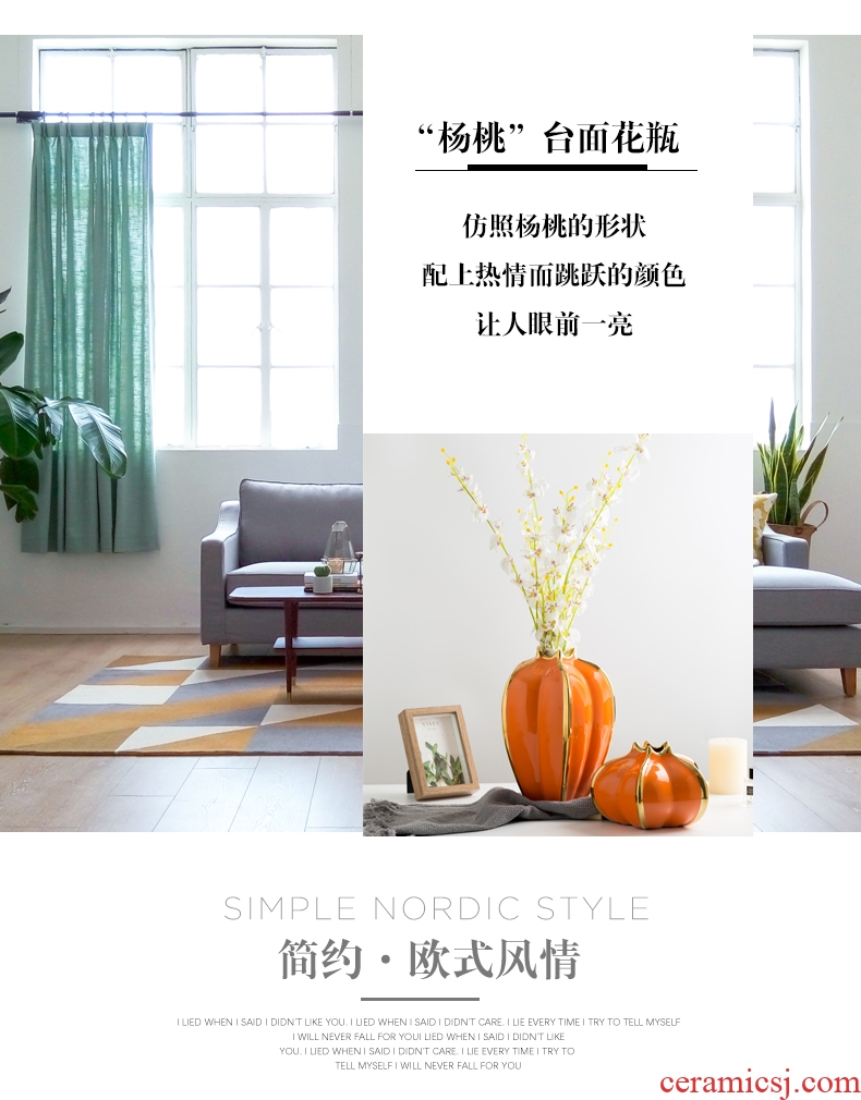 Jingdezhen ceramics big lucky bamboo vase dried flower adornment European ikebana sitting room table, TV ark furnishing articles
