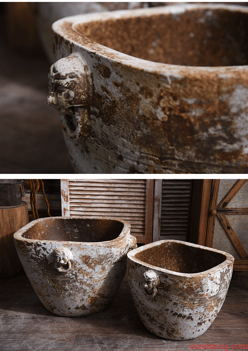 Head of archaize ceramic VAT coarse pottery manually restoring ancient ways round the altar tank flowerpot tank floor furnishing articles courtyard garden
