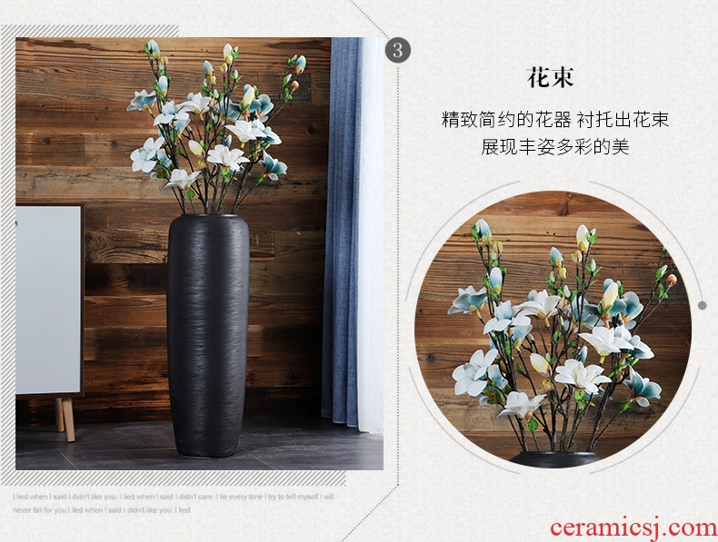 Jingdezhen ceramic floor large vases black furnishing articles TV ark porch decoration dry flower porcelain vase