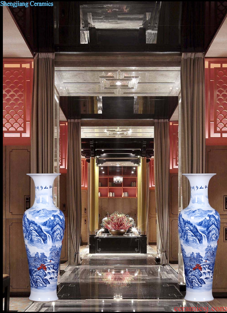 Jingdezhen ceramics of large blue and white porcelain vase sitting room open TV ark adornment of Chinese style household furnishing articles