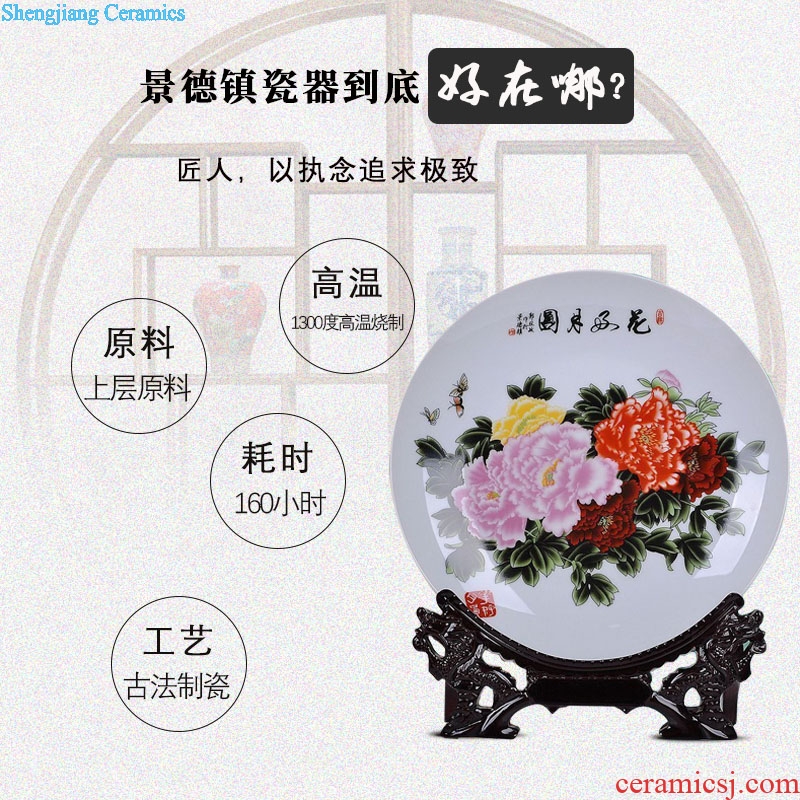 Jingdezhen ceramics pastel blue and white porcelain decoration decoration plate of a modern home act the role ofing handicraft furnishing articles gifts