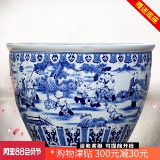 Jingdezhen ceramics aquarium antique hand-painted porcelain the lad tortoise water lily cylinder large sitting room courtyard wind water tanks
