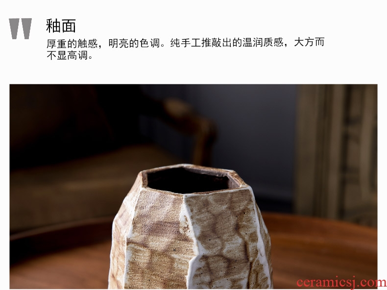 Ceramic floret bottle of Japanese mini vase coarse pottery flower implement tea zen Chinese style household pottery copper grass furnishing articles