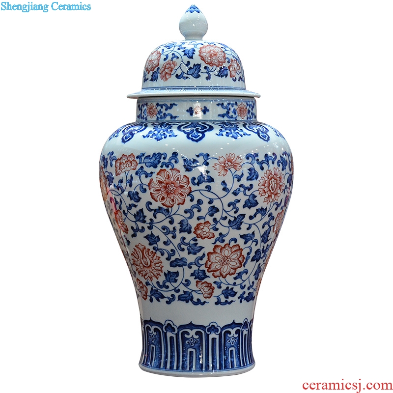 Antique hand-painted bound of blue and white porcelain of jingdezhen ceramics general lotus flower pot of new Chinese style sitting room adornment is placed