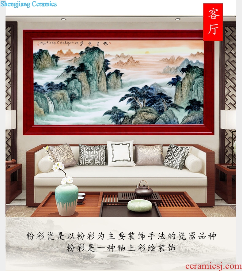 Jingdezhen ceramic hand-painted sunrise landscape porcelain plate painting the living room a study Chinese opening gifts that hang a picture