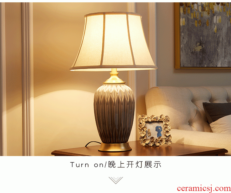 American ceramic desk lamp with contemporary and contracted sitting room european-style sweet atmosphere villas full copper desk lamp of bedroom the head of a bed