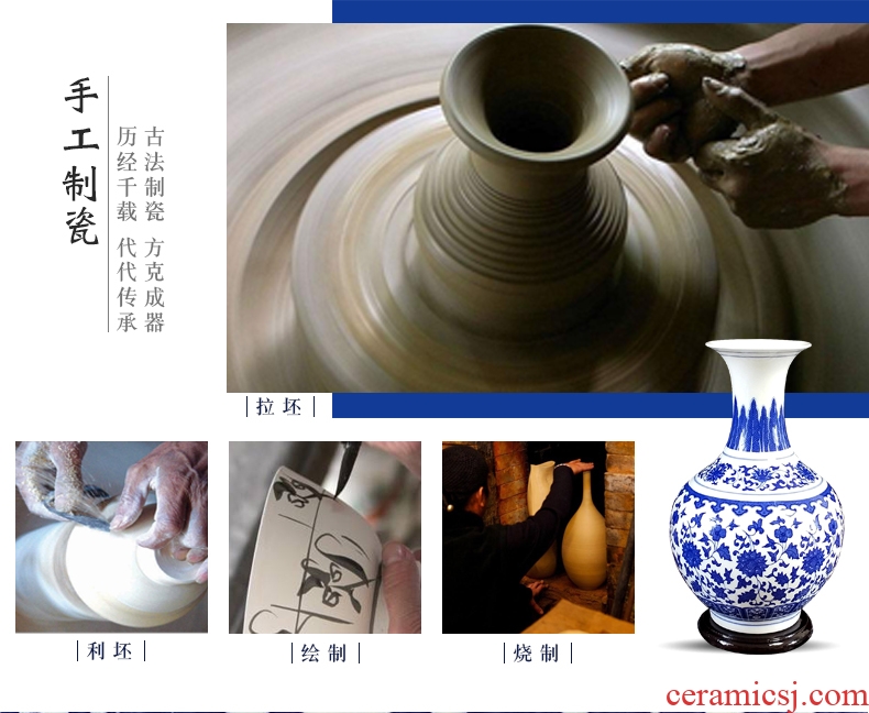 Blue and white porcelain vase furnishing articles flower arranging archaize little sitting room adornment handicraft gift of new Chinese style of jingdezhen ceramics