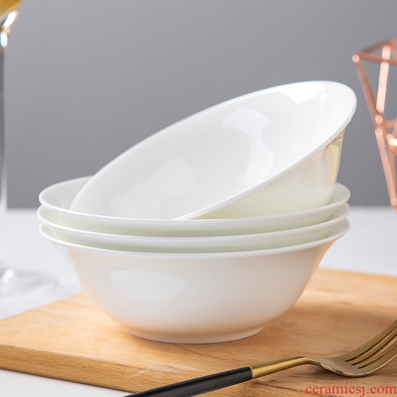 Jingdezhen ceramic rainbow noodle bowl pure white bone porcelain tableware bowl sets pull rainbow noodle bowl of household of Chinese style bowl of soup bowl bubble rainbow noodle bowl