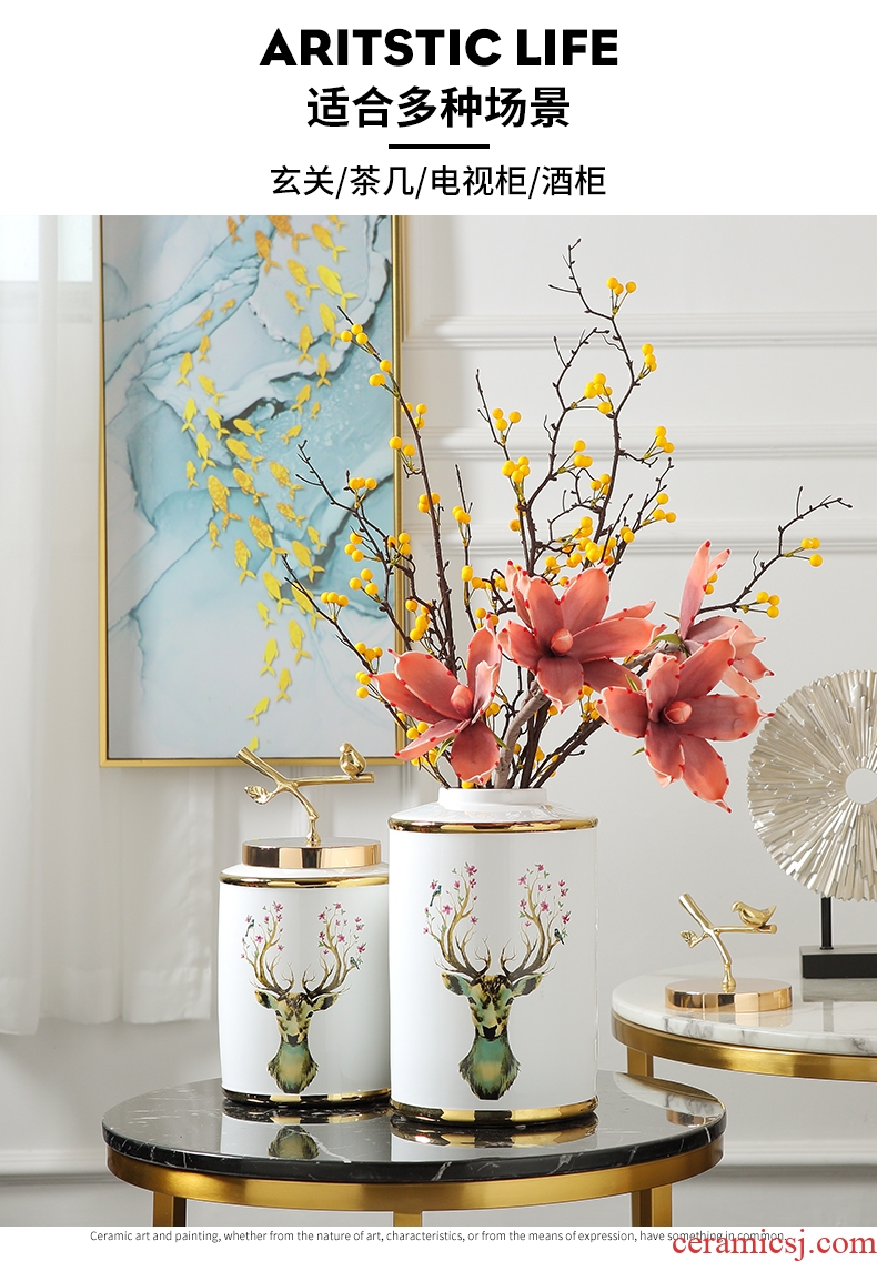 European ceramic vase furnishing articles Nordic sitting room dry flower simulation flower flower creative wine household decorative furnishings