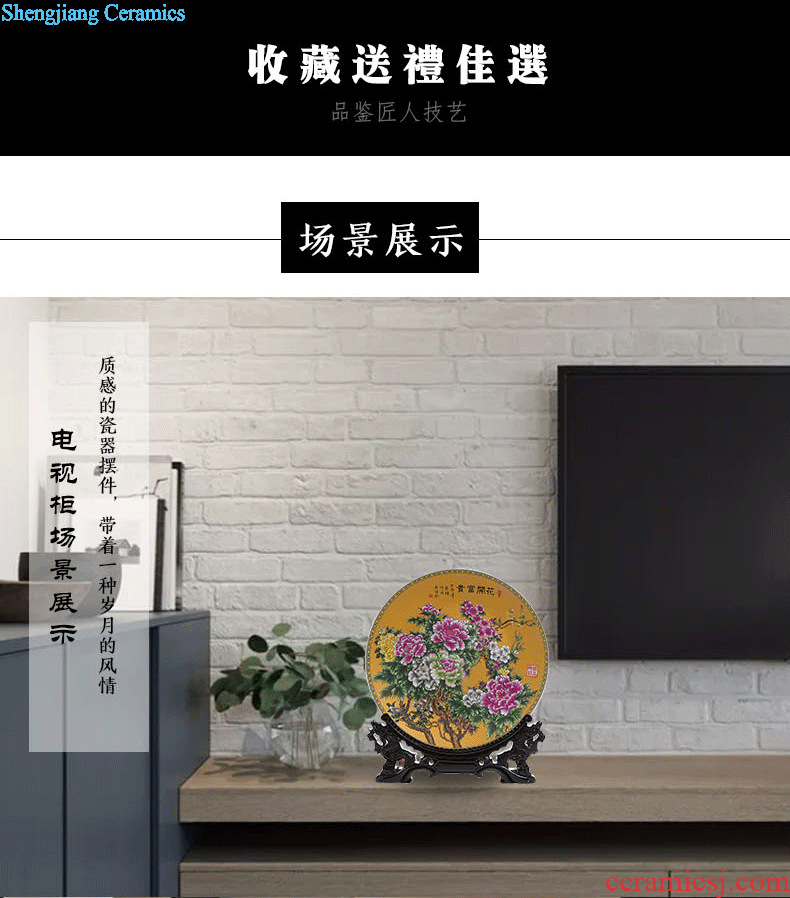 Jingdezhen ceramic blooming flowers hang dish decorative plates home sitting room adornment is placed a wedding gift