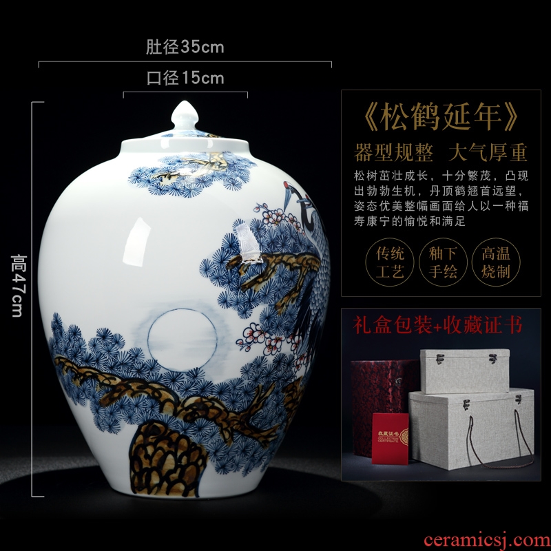 Jingdezhen hand-painted ceramic Denton cranes vases, decorative furnishing articles sitting room porch TV ark craft gift