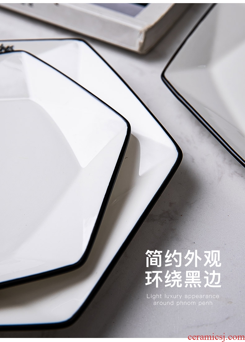 Nordic web celebrity ins dishes suit household jingdezhen ceramic one food tableware suit dishes chopsticks dishes