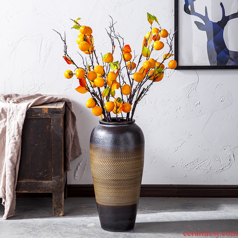 Jingdezhen ceramic vase landing place home porch dried flower adornment sitting room of contemporary and contracted style flower arrangement