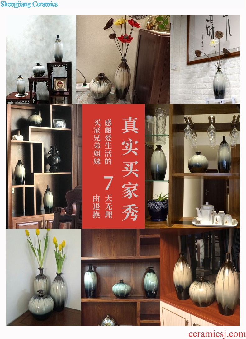 Jingdezhen ceramics kiln vase three-piece flower arrangement home furnishing articles or restoring ancient ways is the sitting room porch decoration