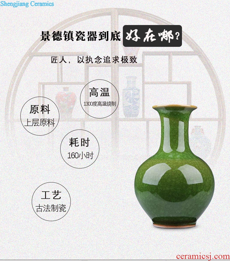 Archaize of jingdezhen ceramics kiln crack glaze jade borneol vase household adornment of contemporary sitting room is placed