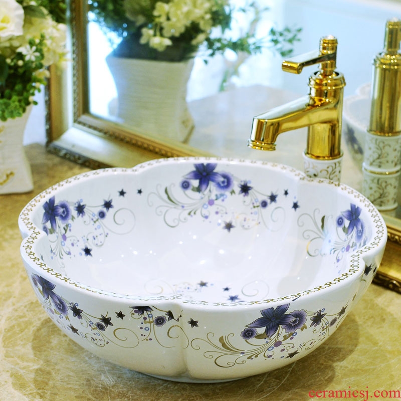 JingXiangLin petals jingdezhen art basin modelling lavatory washbasins stage basin & ndash; violet