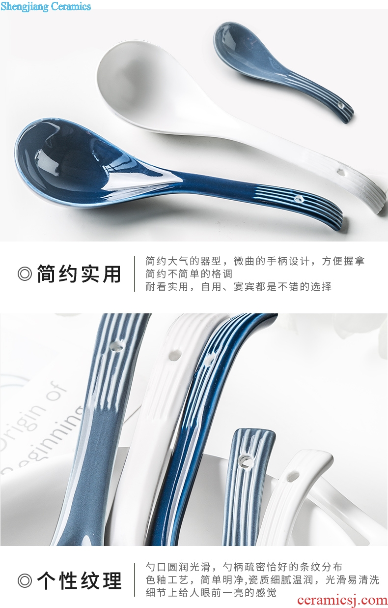 Household tablespoons of long handle drink soup spoon creative contracted small spoon Nordic ceramic spoon spoon eat porridge spoon scoop