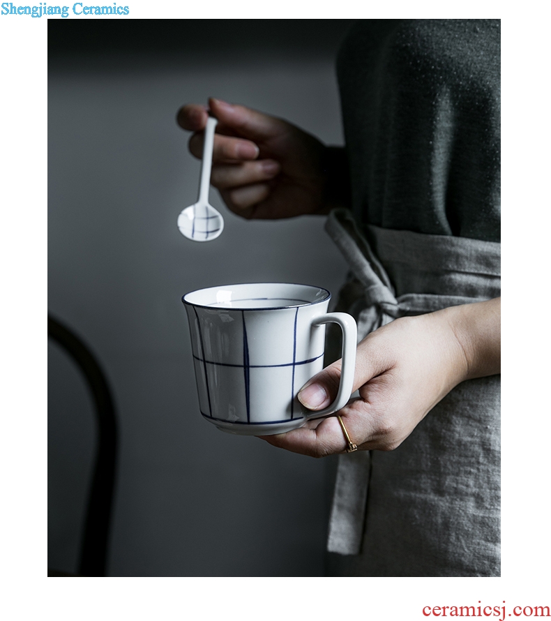 Ijarl Japanese ins mug with spoon Nordic household glass ceramic cup office tea coffee cup