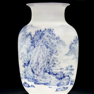Jingdezhen hand-painted thin body of blue and white porcelain ceramic vases, Chinese flower arranging rich ancient frame sitting room China arts and crafts