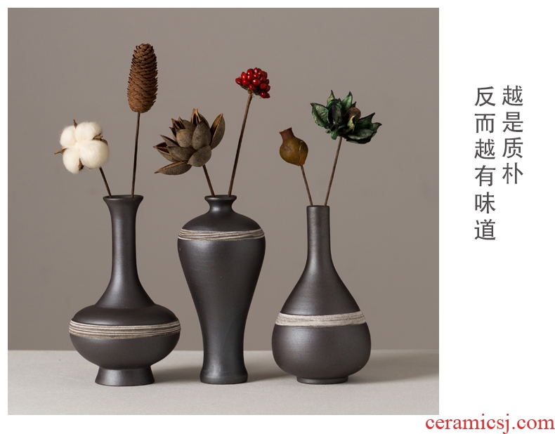 Jingdezhen ceramics classic zen floret bottle of flower arranging furnishing articles sitting room tea table decorations retro black pottery